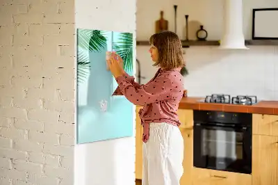 Quadro magnético de apagar a seco estampa de folhas de palmeira
