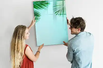 Quadro magnético de apagar a seco estampa de folhas de palmeira