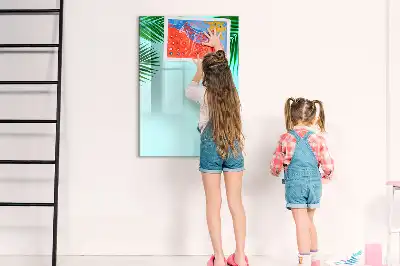 Quadro magnético de apagar a seco estampa de folhas de palmeira