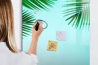 Quadro magnético de apagar a seco estampa de folhas de palmeira