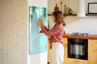 Quadro magnético de apagar a seco estampa de folhas de palmeira