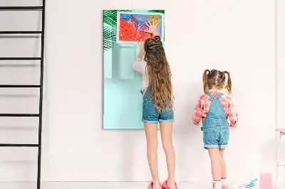 Quadro magnético de apagar a seco estampa de folhas de palmeira
