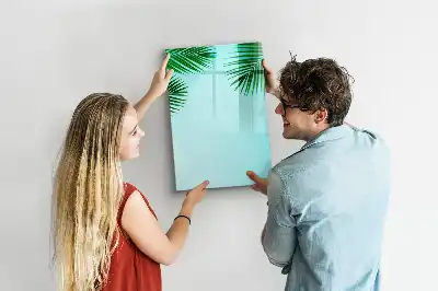 Quadro magnético de apagar a seco estampa de folhas de palmeira