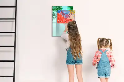 Quadro magnético de apagar a seco estampa de folhas de palmeira