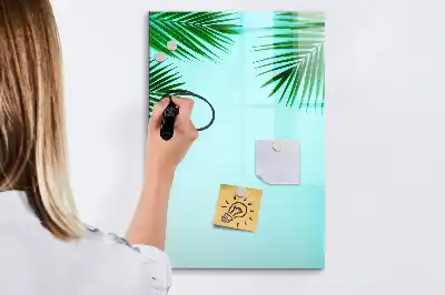 Quadro magnético de apagar a seco estampa de folhas de palmeira