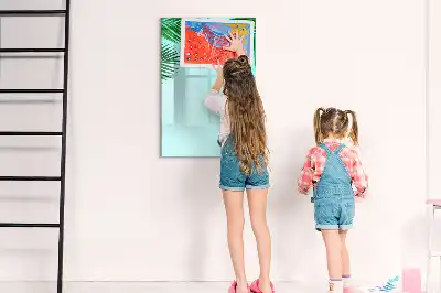 Quadro magnético de apagar a seco estampa de folhas de palmeira