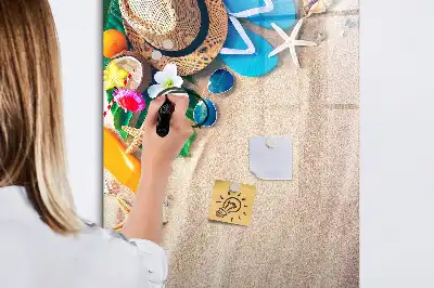Quadro magnético de apagar a seco com estampa de praia de areia