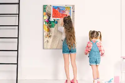 Quadro magnético de apagar a seco com estampa de praia de areia