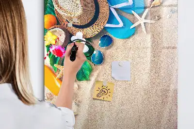 Quadro magnético de apagar a seco com estampa de praia de areia