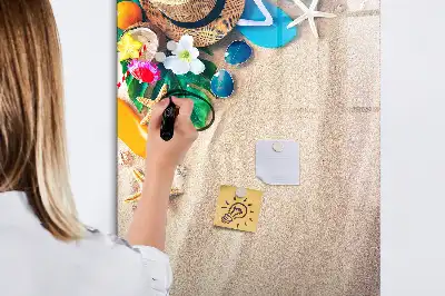 Quadro magnético de apagar a seco com estampa de praia de areia