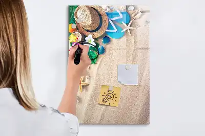 Quadro magnético de apagar a seco com estampa de praia de areia