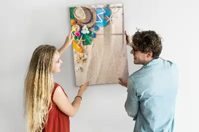 Quadro magnético de apagar a seco com estampa de praia de areia