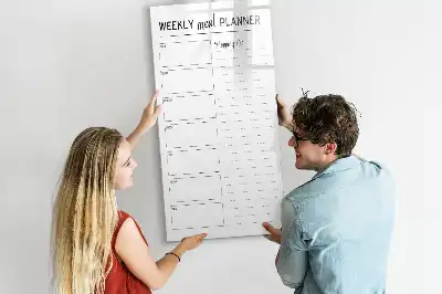 Quadro magnético de apagar a seco planificador semanal de refeições
