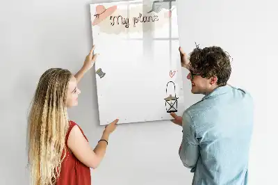 Quadro magnético de apagar a seco modelo Meus planos