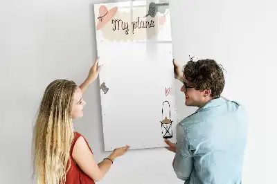 Quadro magnético de apagar a seco modelo Meus planos