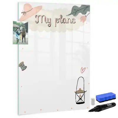 Quadro magnético de apagar a seco modelo Meus planos