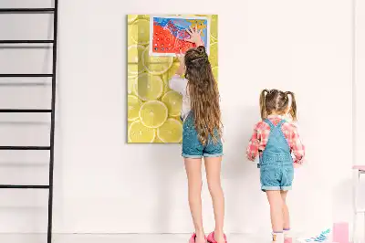 Quadro magnético de apagar a seco estampa de fatias de limão