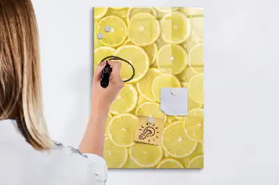 Quadro magnético de apagar a seco estampa de fatias de limão