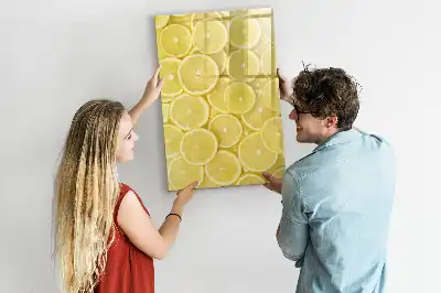 Quadro magnético de apagar a seco estampa de fatias de limão