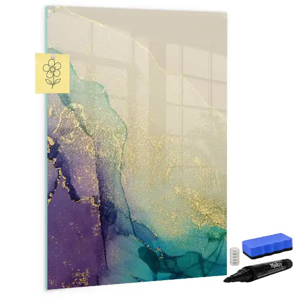 Quadro magnético de apagar a seco estampa de mármore colorido