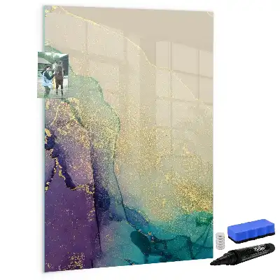 Quadro magnético de apagar a seco estampa de mármore colorido
