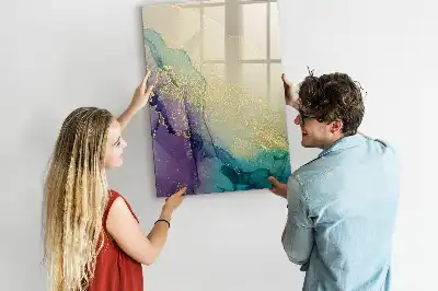 Quadro magnético de apagar a seco estampa de mármore colorido