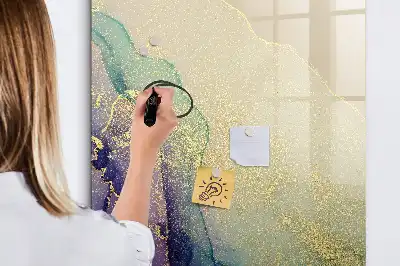 Quadro magnético de apagar a seco estampa de mármore colorido