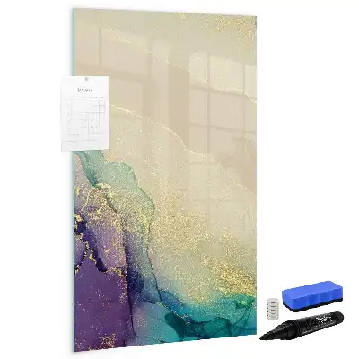 Quadro magnético de apagar a seco estampa de mármore colorido