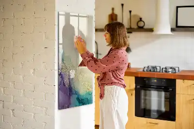 Quadro magnético de apagar a seco estampa de mármore colorido