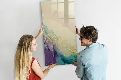 Quadro magnético de apagar a seco estampa de mármore colorido