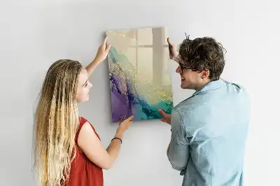Quadro magnético de apagar a seco estampa de mármore colorido