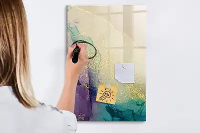 Quadro magnético de apagar a seco estampa de mármore colorido