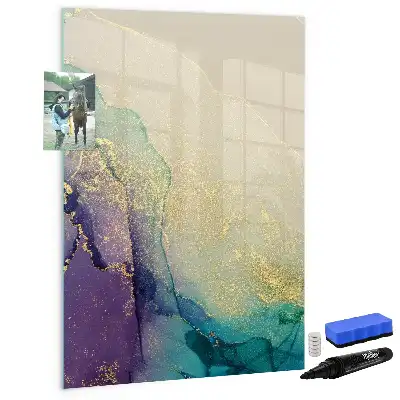 Quadro magnético de apagar a seco estampa de mármore colorido