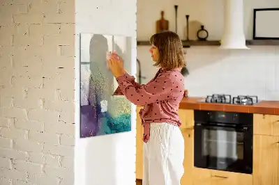 Quadro magnético de apagar a seco estampa de mármore colorido