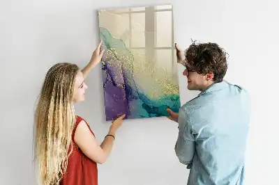 Quadro magnético de apagar a seco estampa de mármore colorido