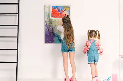 Quadro magnético de apagar a seco estampa de mármore colorido