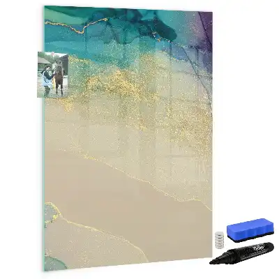 Quadro magnético de apagar a seco estampa de mármore colorido