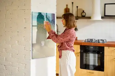 Quadro magnético de apagar a seco estampa de mármore colorido