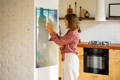 Quadro magnético de apagar a seco estampa de mármore colorido