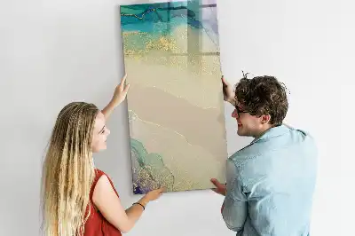 Quadro magnético de apagar a seco estampa de mármore colorido