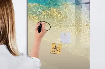 Quadro magnético de apagar a seco estampa de mármore colorido