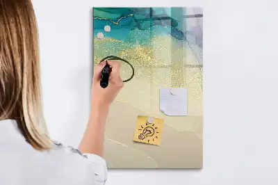 Quadro magnético de apagar a seco estampa de mármore colorido