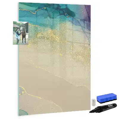 Quadro magnético de apagar a seco estampa de mármore colorido