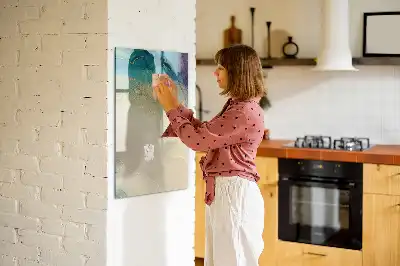 Quadro magnético de apagar a seco estampa de mármore colorido