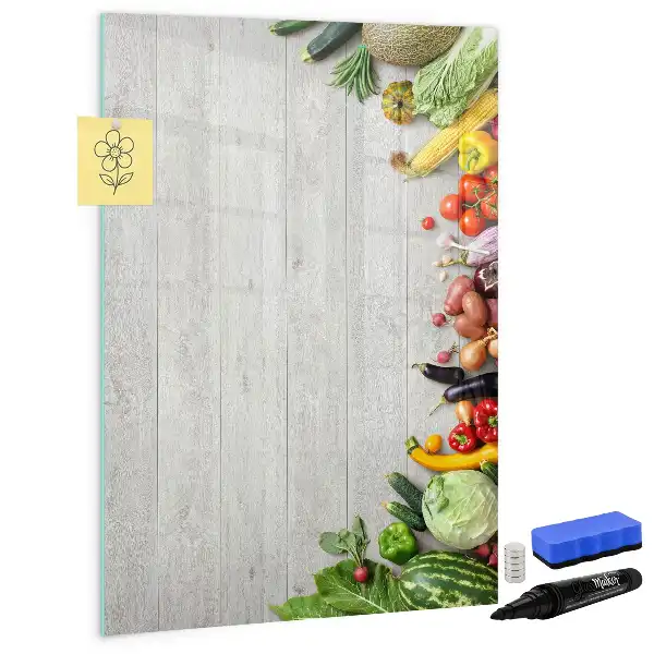 Quadro magnético de apagar a seco com estampa de vegetais na madeira