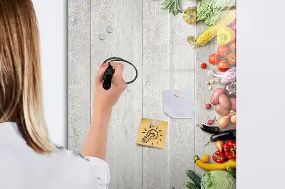 Quadro magnético de apagar a seco com estampa de vegetais na madeira