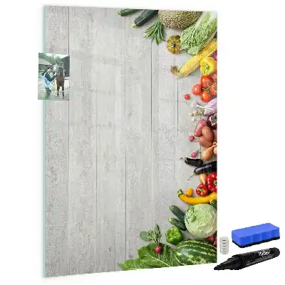 Quadro magnético de apagar a seco com estampa de vegetais na madeira