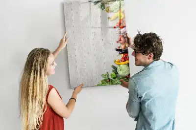 Quadro magnético de apagar a seco com estampa de vegetais na madeira