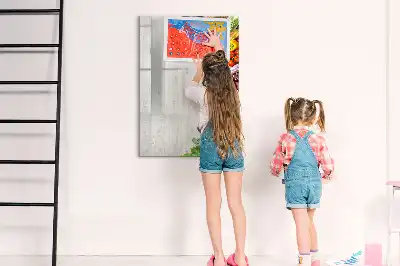 Quadro magnético de apagar a seco com estampa de vegetais na madeira