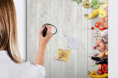 Quadro magnético de apagar a seco com estampa de vegetais na madeira